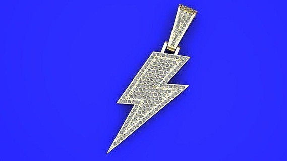 foudre boulon diamants pendentif 3d modèle éclat bijou argent or blanc éclairage lumière mode bijoux gemme diamant lampe meilleur imprimable couches pendentifs 3d print model - Mito3D