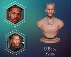 lil baby bust portrait statue sculpture man 3d rap rapper art sculptures 3d print model - Mito3D
