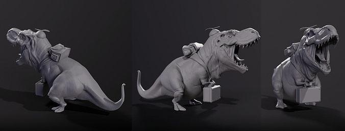 lil school dino dinosaur creature prehistoric jurassic rex nature cartoon predator kid funny silly art sculptures 3d print model - Mito3D