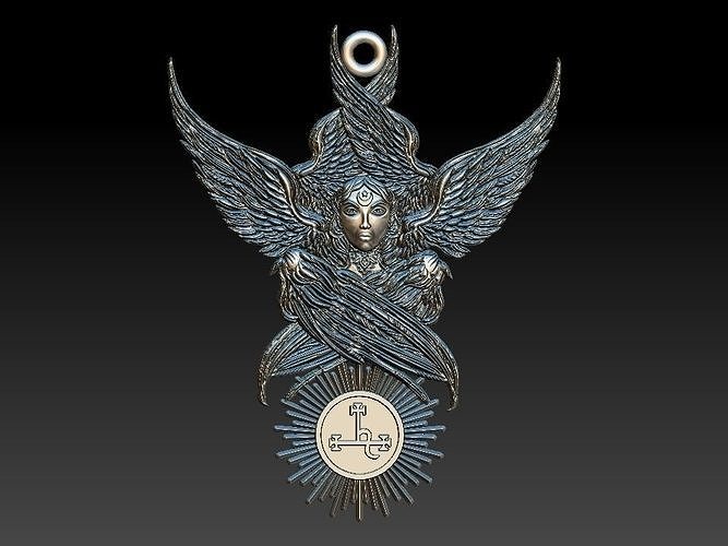 lilith silver medallion wings goddess god evil diabo diablo demonio exoteric adam eve lady edom ita kali batna talto satrina partash patrota elilo jewelry pendants 3D print model - Mito3D