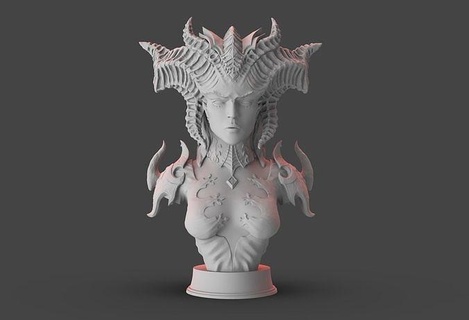 Lilith busto 3d 3dprint impresión diablo 4 arte fan tormenta nieve juegos juguetes 3d print model - Mito3D