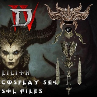 Lilith Şeytan Kostüm oyunu Ayarlamak fantezi iblis karakter Sanat canavar kötü zırh Kadın takı yazdırılabilir oyun sahne Giyim yaratık oyuncaklar nişan düğün oyunlar 3d print model - Mito3D