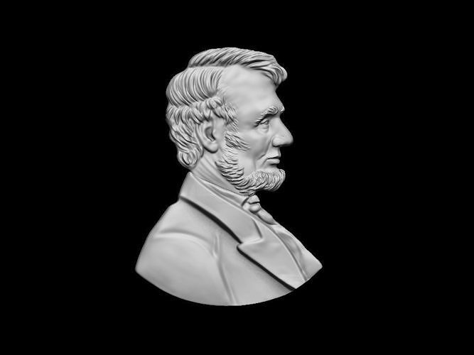 Lincoln Abraham Devlet Başkanı heykel insan büst baş Amerika Birleşik Devletleri Tarih Sanat heykeller Vesika minyatürler madeni para takı kolye 3D print model - Mito3D