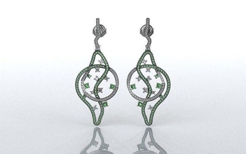 lines movement earring - 3d jewelry br-466 luxury art decoration design ring pendant ear cuff bracelet necklace engagement joyas tiffany earrings 3d print model - Mito3D