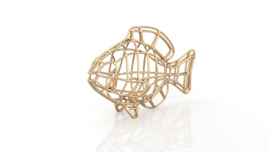 linee ciondolo pesce gioielli 3d le catalogo controllato collezione corretto oro moderna stampabile il rendering rhino rosa v ray la visualizzazione business bianco giallo gli orecchini 3d print model - Mito3D