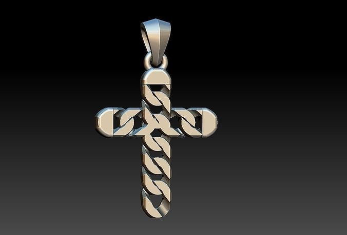 link cross pendant chain cruz elo corrente jesus groumet grume cuban christ jewelry pendants 3D print model - Mito3D