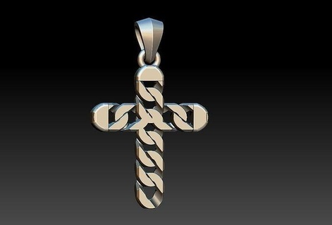 link cross pendant chain cruz elo corrente jesus groumet grume cuban christ jewelry pendants 3d print model - Mito3D