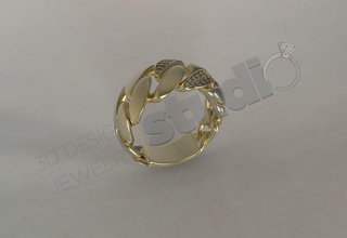 3d model Küba özel yüzük mücevher link zincir taşlar altın Gümüş Anahtarlık takı tarafındaki bağlantı halkası 3d print model - Mito3D