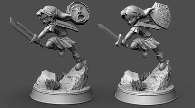 lien Douane statue 3d impression Zelda épée bouclier l'eau temple imprimable art figurine sculptures 3d print model - Mito3D