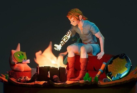 Verknüpfung Fan Art Nintendo Zelda druckbar korobu Figur Dioramen feu Wald Terrain Kunst Skulpturen 3d print model - Mito3D