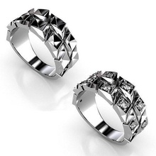linkchain rings2 diamant band ring gold schmuck silber druckbar mode luxus verknüpfung kette frauen kubanisch ringe juwel kettenglied geometrie 3d print model - Mito3D