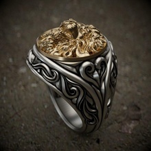lion ring3 joyería joya plata imprimible oro anillo león antiguo hombre anillos 3d print model - Mito3D
