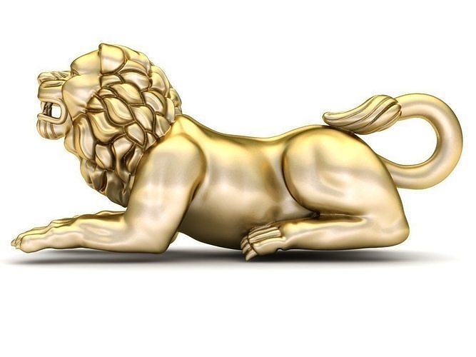 lion gold sculpture art figure statue printable silver jewellery pendant necklace nail jewelry 3D print model - Mito3D