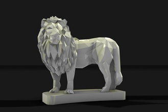 1 leone art la scultura statua lowpoly astratto simbolo wild origami natura geometrica 3dprint poli l'illustrazione sculture 3d print model - Mito3D