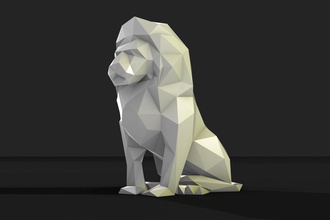 lion 2 art abstraite la statue sculpture lowpoly animal sauvage nature origamy sculptures 3d print model - Mito3D