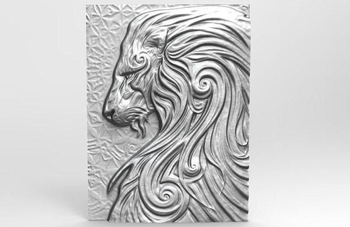 Lion 4 bas relief cnc soulagement animal nature félin art mur déco bois artcam aspirer panneaux logos 3d print model - Mito3D