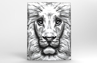 lion 5 cnc bas relief animal feline art deco nature signs logos 3d print model - Mito3D