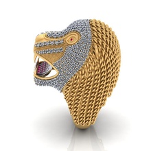 löwe antiquität ring 3d drucken stl datei schmuck gold silber druckbar tick tack diamant juwelierdesign ringe 3d print model - Mito3D