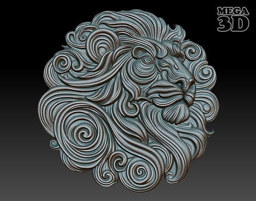 aslan basrelief 05 240805 kral hayvan cnc baskı rahatlama dekor takı artcam sanat gravür oyulmuş ağaç işleri kolye 3d print model - Mito3D