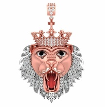 lion cap pendant gold art jewelry sterling silver skull ring jewellery decoration 3d print model - Mito3D