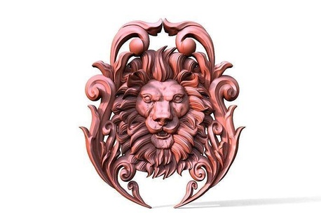 lion cnc 23 1 head art deco wood relief artcam aspire signs logos 3d print model - Mito3D