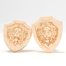 león gemelos la joyería cabeza el escudo de guardia animal imprimible cnc tiger cat guerra rugido dientes cara hombre seguro pelaje 3d print model - Mito3D