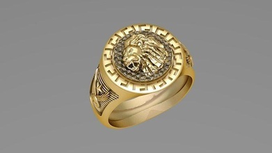 leão águia anel ouro brilhando luxo precioso joalheria imprimível antiguidade moda argolas 3d print model - Mito3D