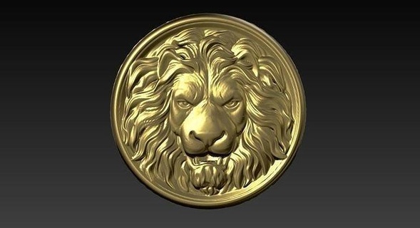 lion face woodcarving 3dprinting design picture frame printable modern decoration finish silver table art signs logos sculptures statue miniatures figurines deco coins badges 3d print model - Mito3D