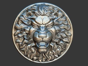 lion face design shield art sculpture statue award contemporary figure person champion winner interior deco win modern abstract decoration competition olympic coins badges 3d print model - Mito3D