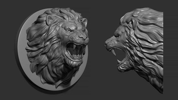lion face head animal zbrush sculpt 3d model mammal animals nature 3dprinting cnc statue sculptures art 3d print model - Mito3D