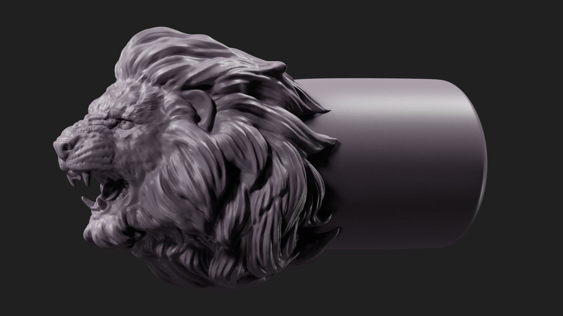lion face tip art head sculpture sculptures 3D print model - Mito3D