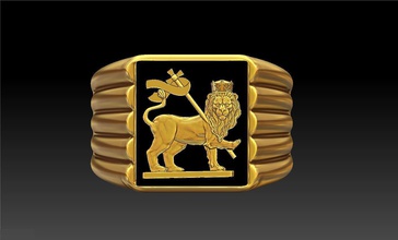 lion flag ring judah man gold jewelry jewellery onyx modern silver big heavy massive detailed detail expensive black precious design rings 3d print model - Mito3D