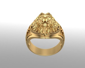 leone d'oro anelli gioielli animale oro argento disco di platino anello regalo uomini uomo compleanno formen lusso anniversari anniversario speciale 3d print model - Mito3D