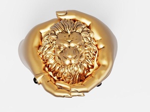 Lion main bague or argent imprimable précieux bijoux luxe sterling manring homme animal zbrush mode sculpter sculpture anneaux coussin art 3d print model - Mito3D