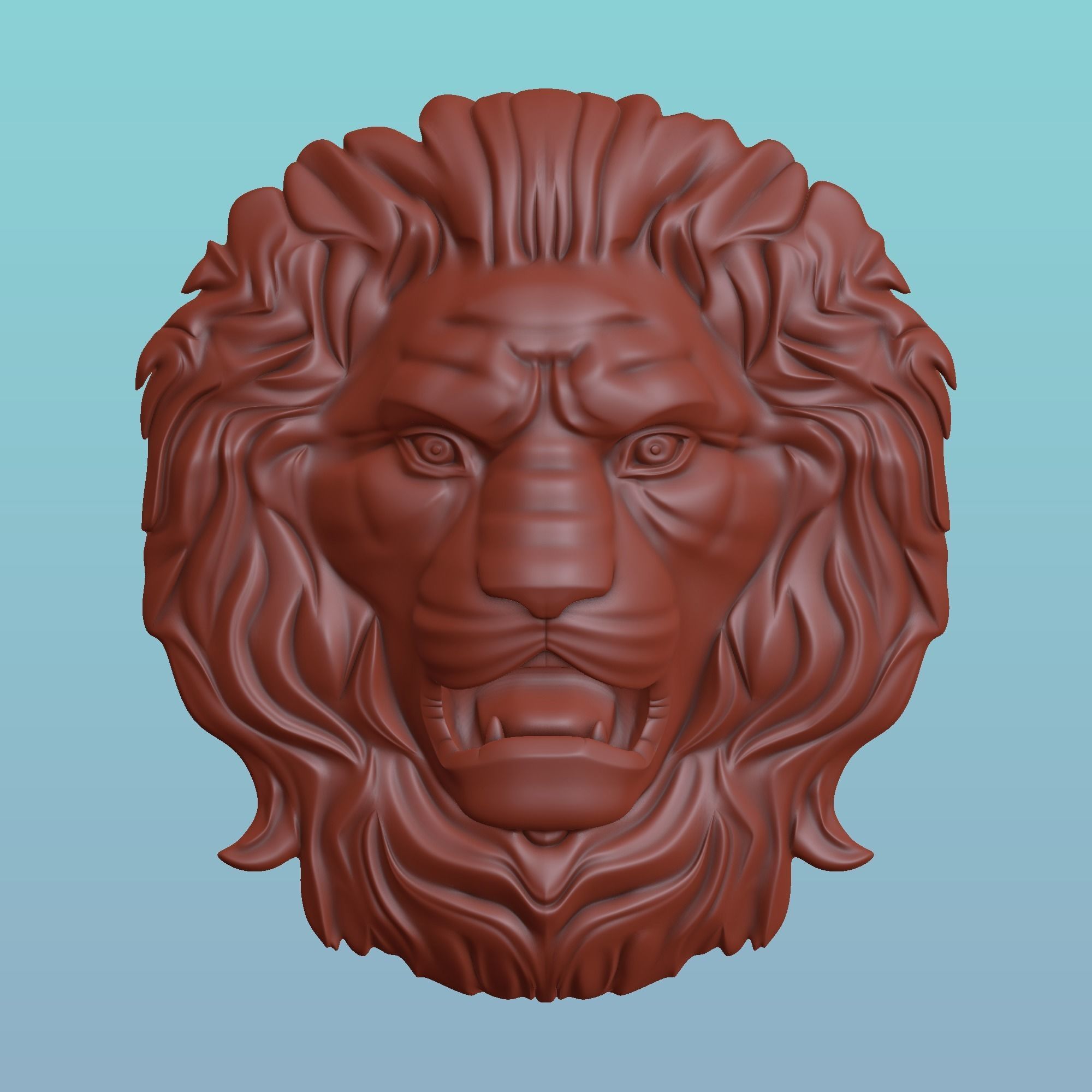 tête de lion art 3d d'impression bas un soulagement la statue sculpture sculptures déco fronton imprimable 3D print model - Mito3D