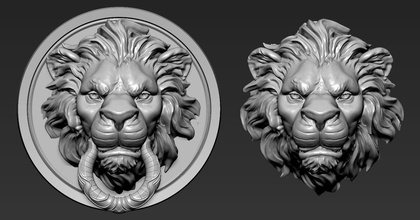 testa di leone art animale sculture bas soccorso gioielli ciondolo medaglione la decorazione scultura 3d print model - Mito3D