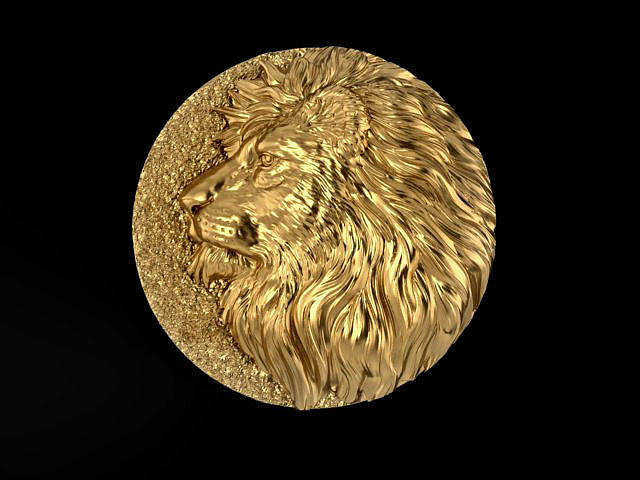 aslan baş altın kaplan hayvan takı yazdırılabilir Aslan başı 3D print model - Mito3D