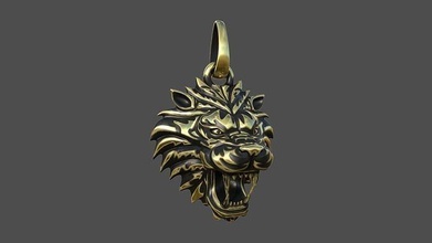 Lion tête sculpture animal chat nature impression stylisé pendentif bijoux agressif art noircissement métal sauvage pendentifs 3d print model - Mito3D