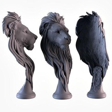 lion head sculpture statue animal mammal africa zoo leon safari jungle african miniature decor nature decoration printable art sculptures 3d print model - Mito3D
