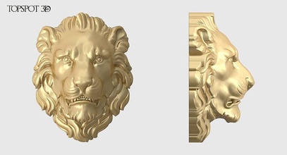 lion head baroque style carved relief decor onlay design moulding finishes cnc renaissance rococo carving 3dprint highpoly art sculptures interior sculpture 3d print model - Mito3D