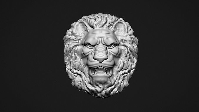 lion head bas-relief animal statue africa wild tiger accesories pendant decor printable artcam stl file bas relief jewelry art sculptures 3D print model - Mito3D