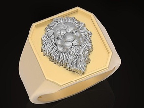 Lion tête coussin homme bague sculpture bijoux or 3d impression modèle imprimable argent statue art 3d print model - Mito3D