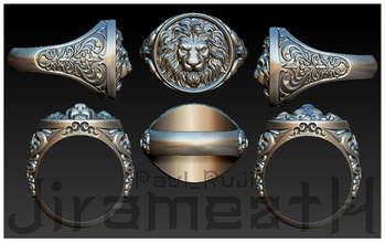 lion tête gothique bague animal bijoux or argent lion anneaux 3d print model - Mito3D