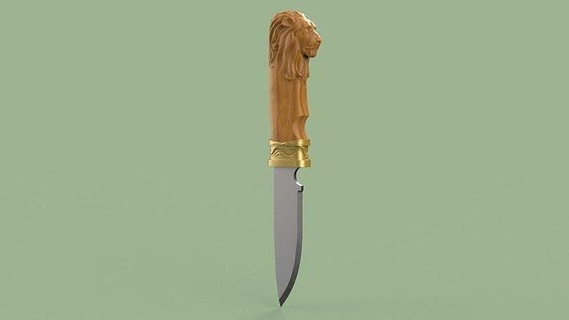 lion head knife handle sharp blade cutting stl cnc kitchenware 3d knives printable house kitchen cut bladed weapon steel knive dining 3d print model - Mito3D