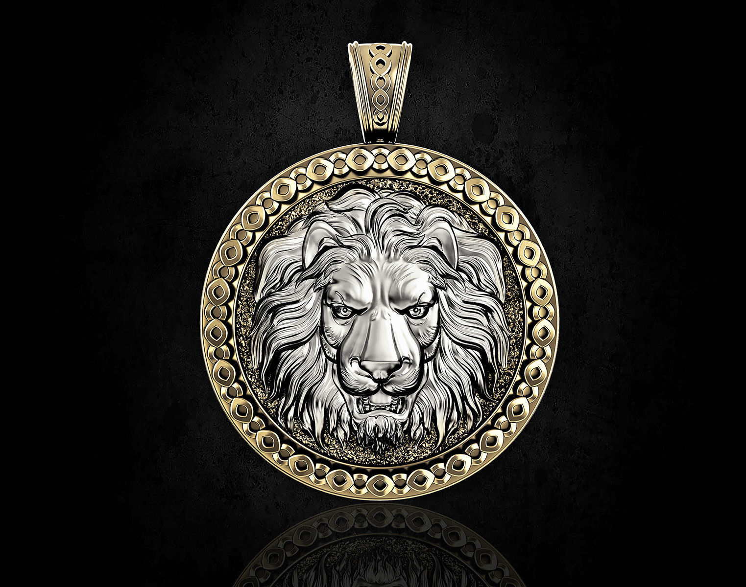 león pendant lion cabeza 3d imprimible joyería joya colgante pendiente colgantes oro plata platino libra esterlina mujer hombres alivio animal selva león enojo 3D print model - Mito3D