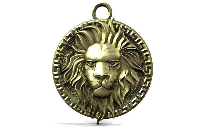 lion head pendant jewelry jewel animal feline pendants 3D print model - Mito3D