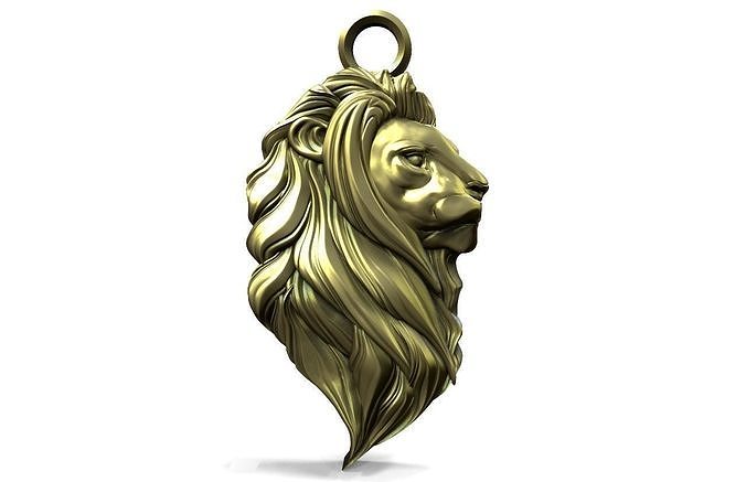 lion head pendant jewelry jewel animal feline nature silver pendants 3D print model - Mito3D