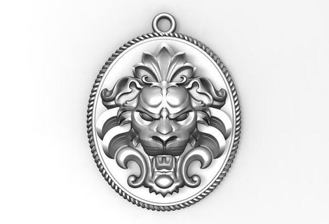 aslan baş kolye yazdırılabilir kaplan hayvanlar hayvan takı vahşi Sanat altın gümüş 3d print model - Mito3D