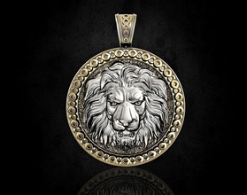 lion pendant-lion head 3d printable jewelry pendant pendants gold silver platinum sterling women men relief animal jungle leo angery 3d print model - Mito3D