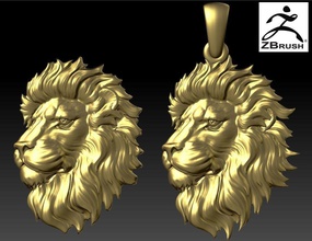 lion head pendant jewelry printable gold beast wild silver 3dm stl 3ds obj high poligonal nature print animal creature pendants 3d print model - Mito3D